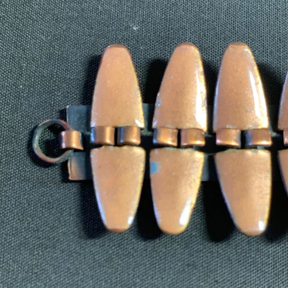 1950s Nefertiti Copper and Enamel Bracelet